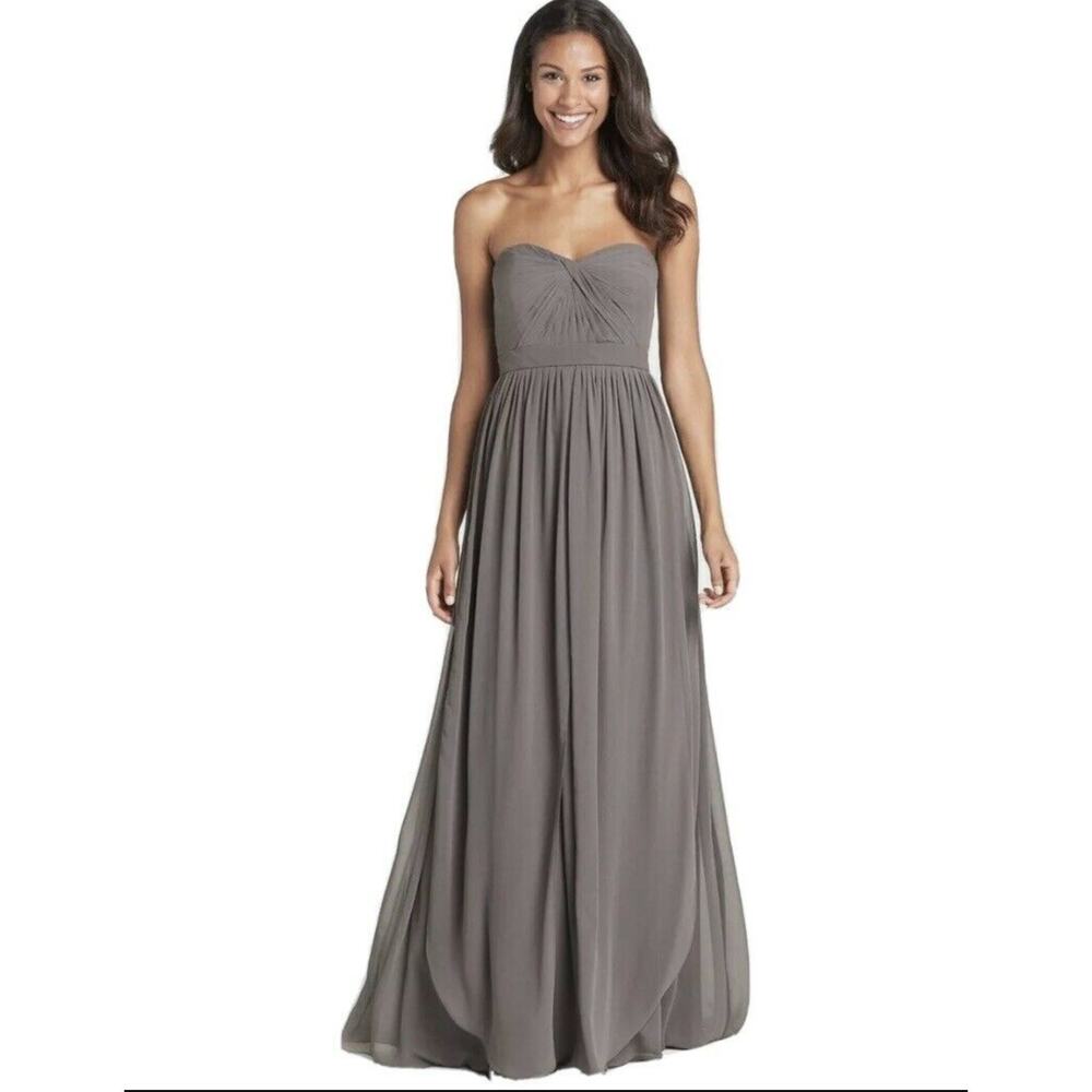 Jenny Yoo Aidan Convertible Bridesmaid Dress Size 12 Charcoal Chiffon